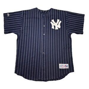 Majestic New York Yankees Jersey Mens XL Navy Blue Pinstripe MLB USA Vintage